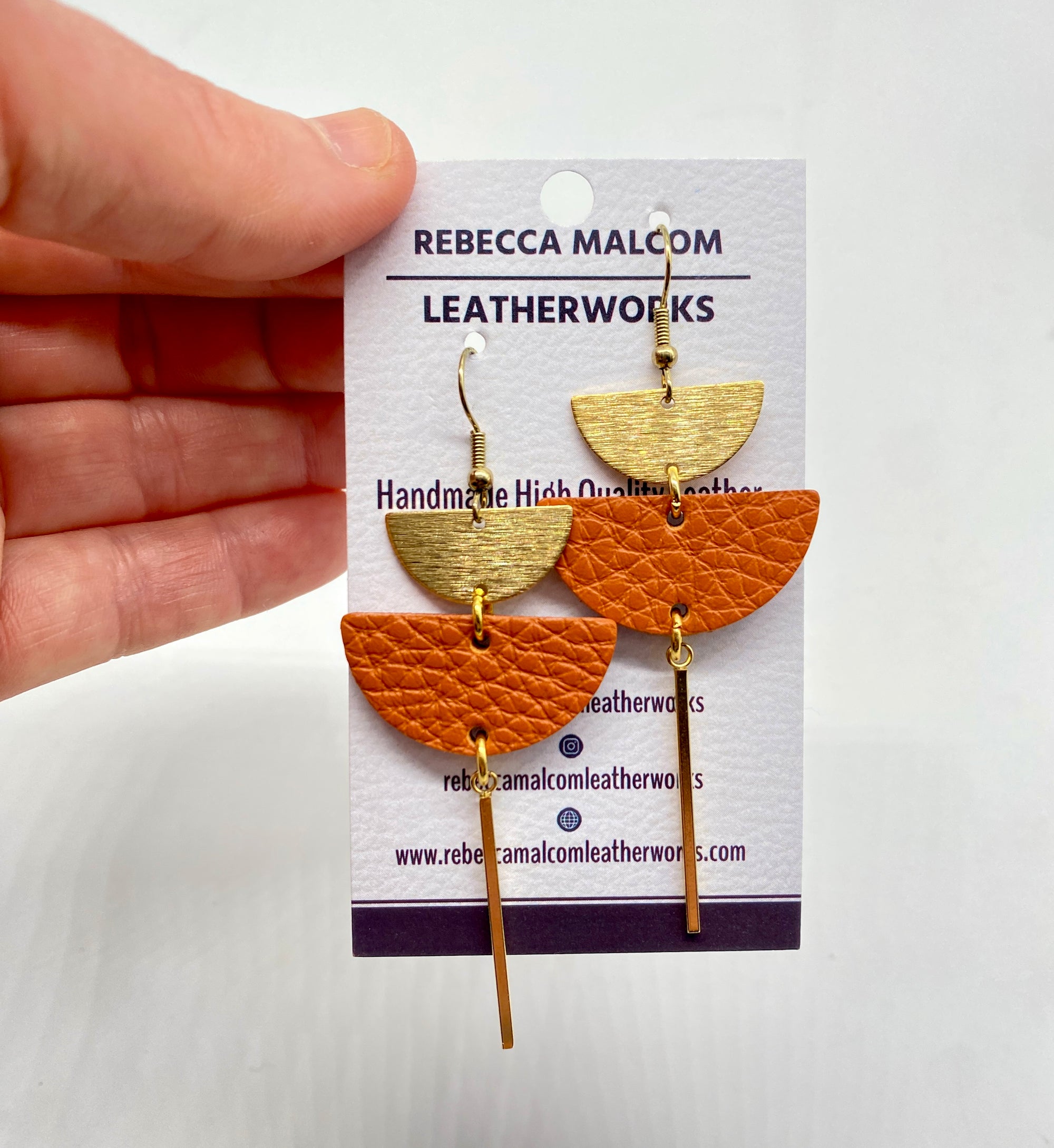 Stacked half moon w/brass Earrings