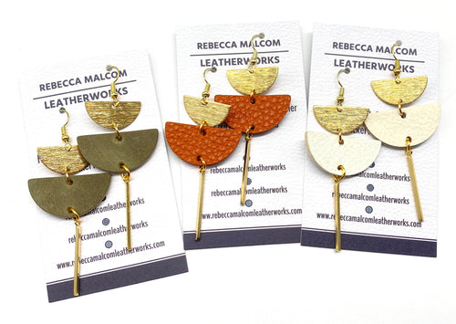 Stacked half moon w/brass Earrings