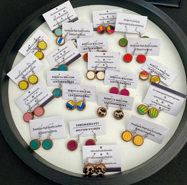 Mini Wood/Circle Earrings