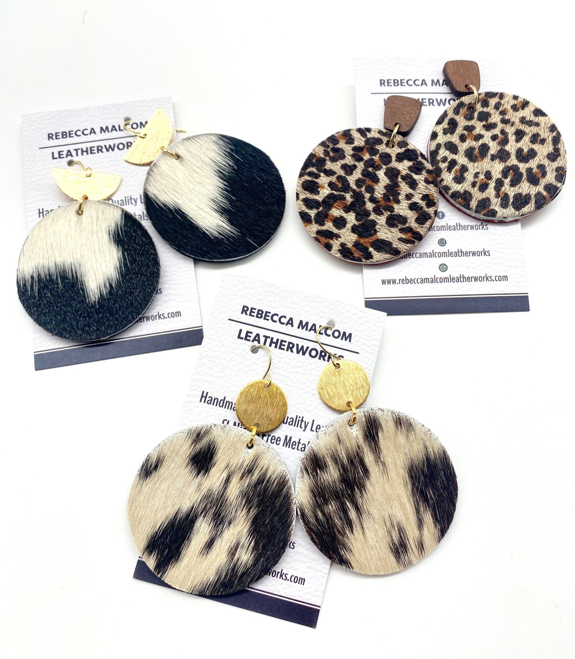 Large Circle Cowhide Earrings