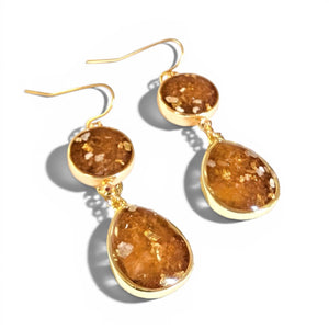 Burnt Amber Glint and Glimmer Drop Earrings