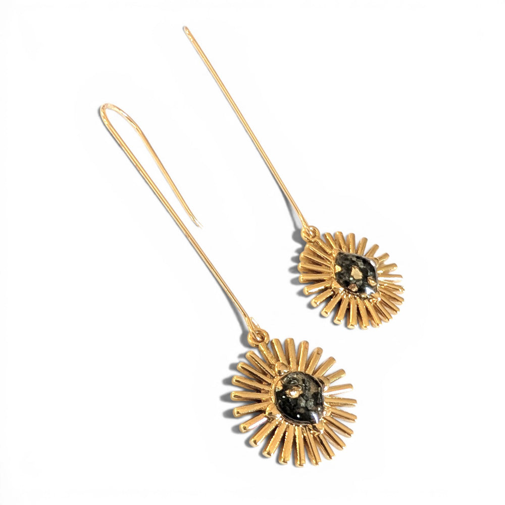 Diep Brass and Gemstone Resin Earrings