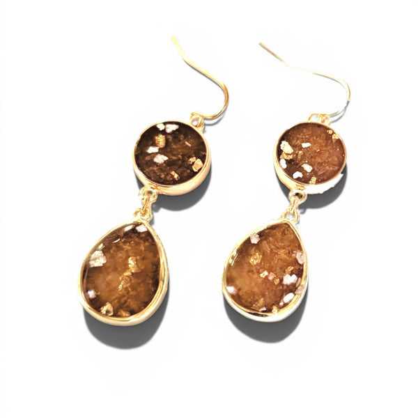 Burnt Amber Glint and Glimmer Drop Earrings