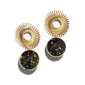 Nomi Brass and Gemstone Resin Earrings