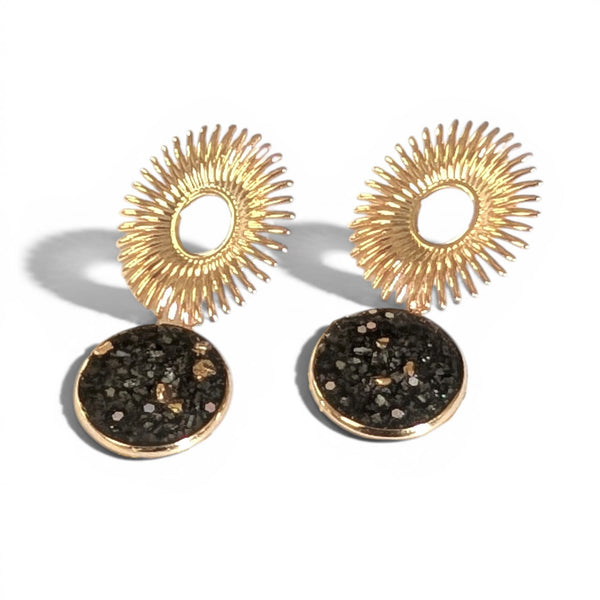 Nomi Brass and Gemstone Resin Earrings