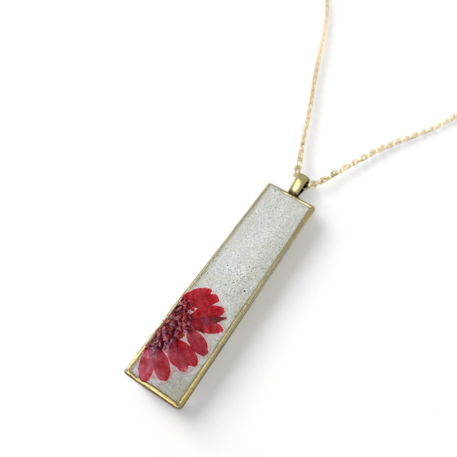 Concrete Botanical Necklace - Red