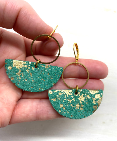 Half moon and brass Earring