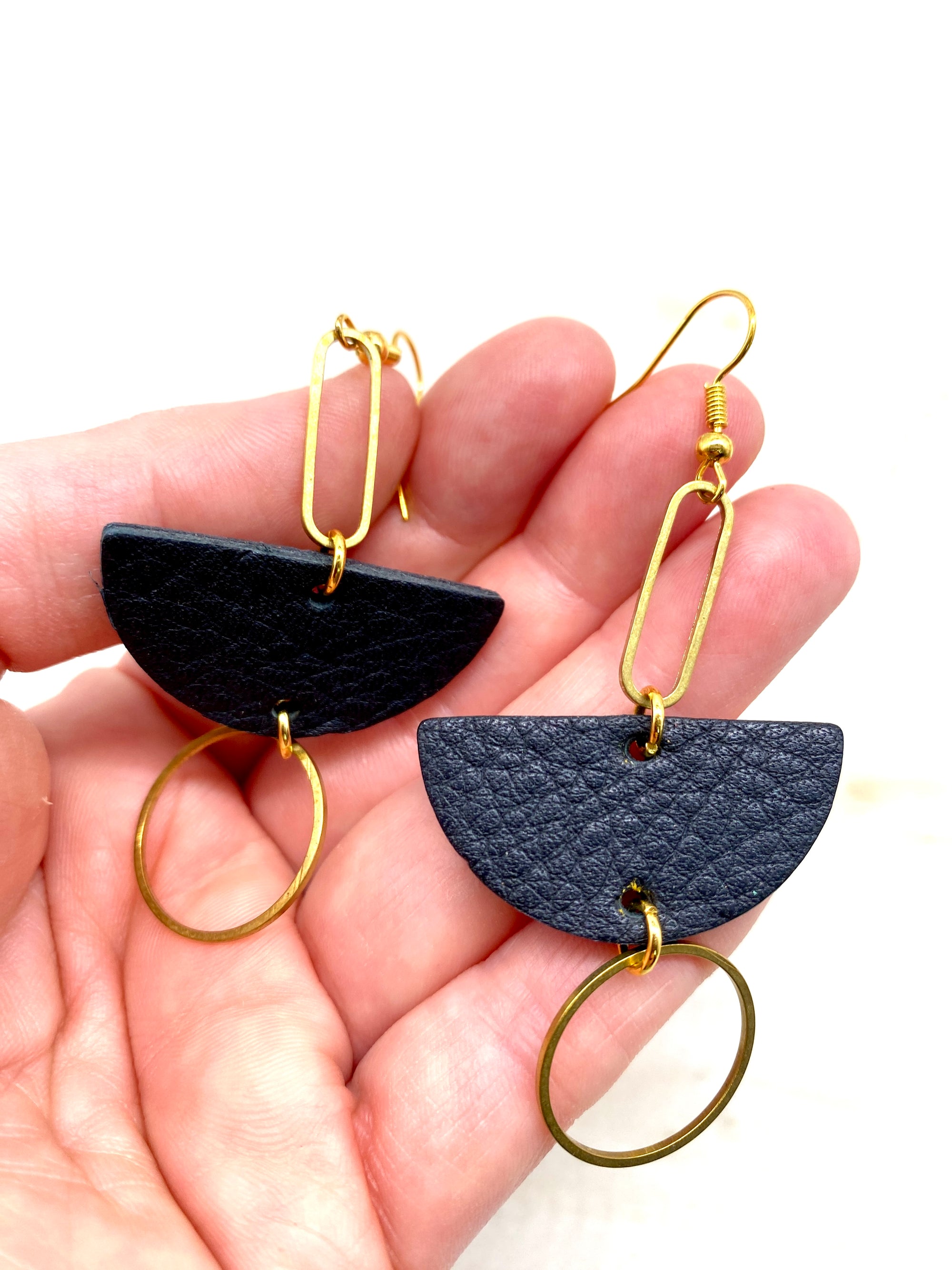 Half moon and brass Earring