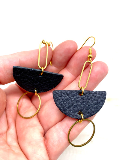 Half moon and brass Earring