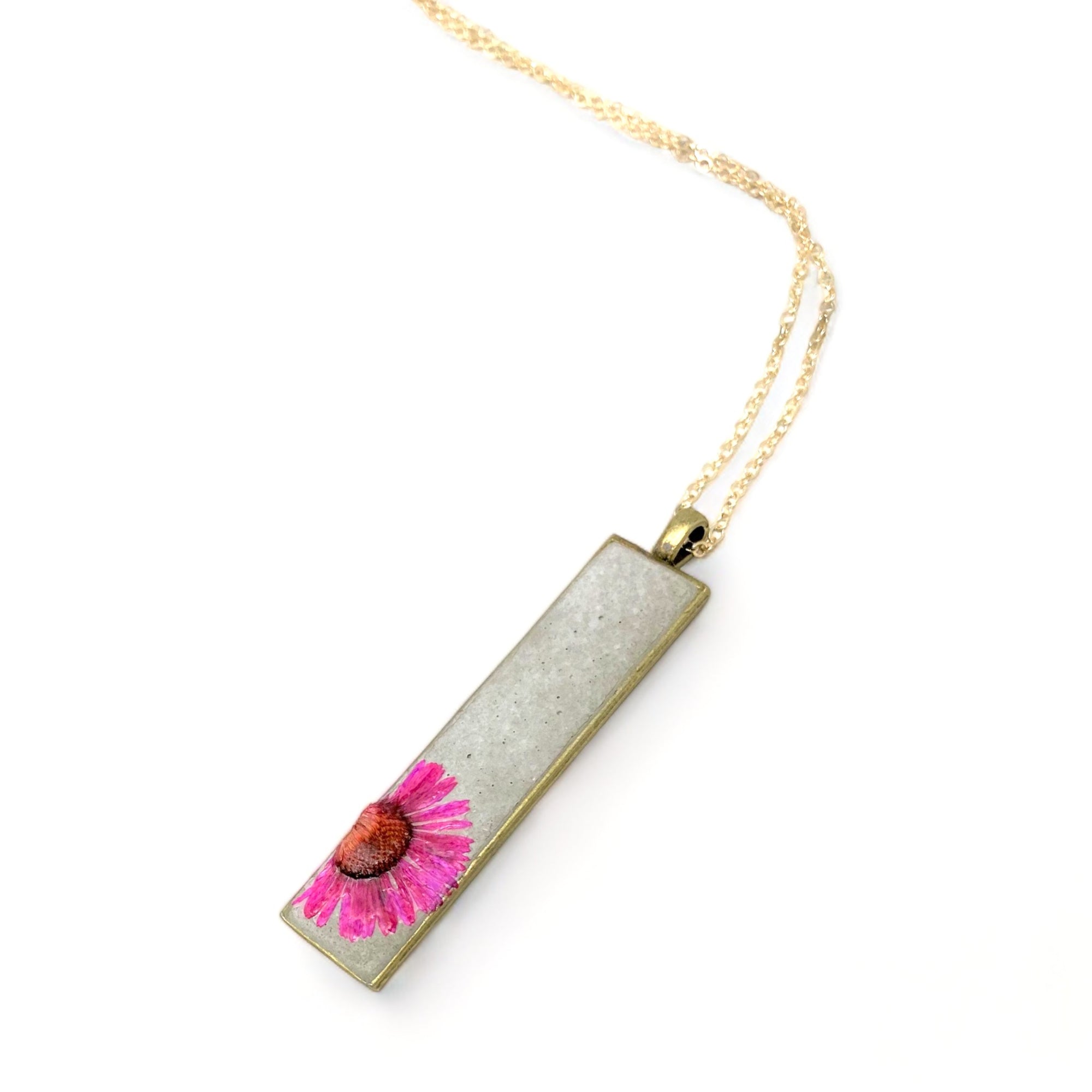 Concrete Botanical Necklace - Hot Pink Flower