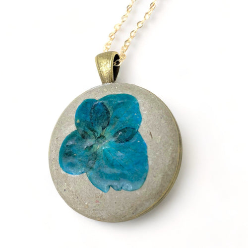 Concrete Botanical Necklace - Blue Flower