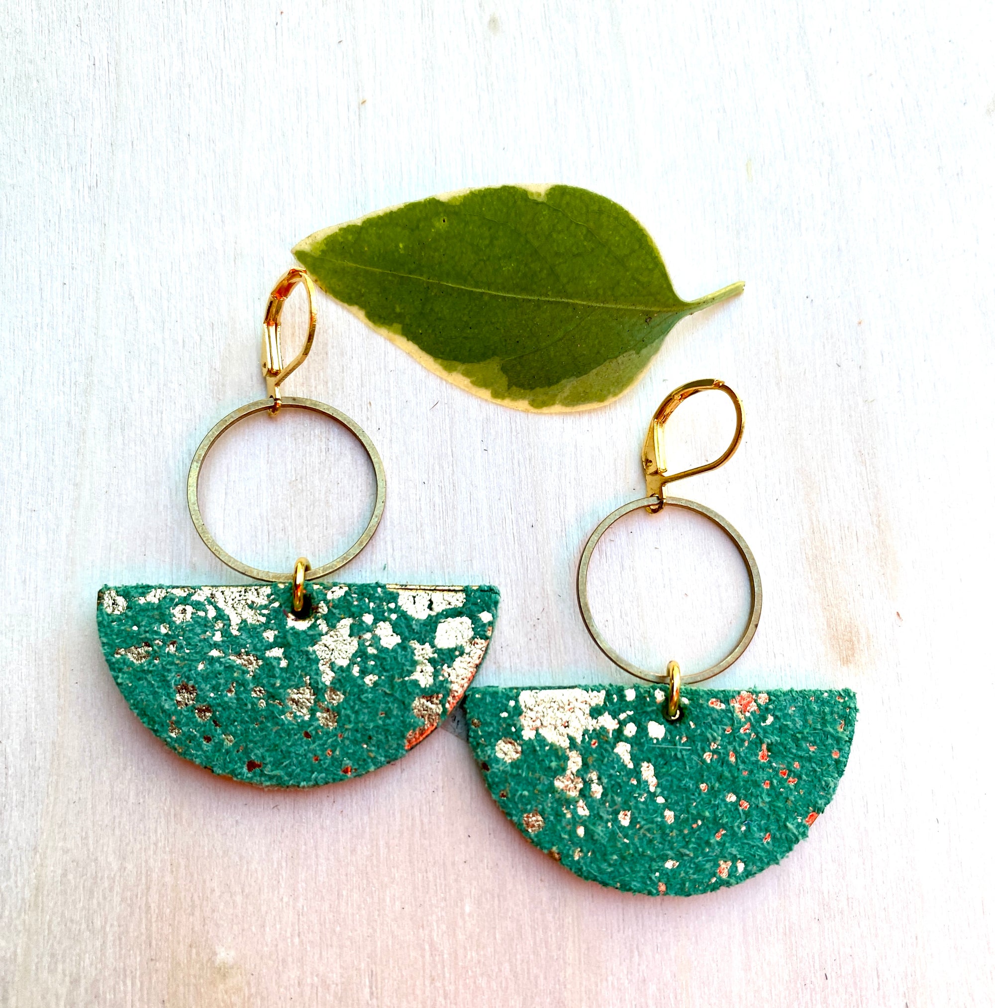 Half moon and brass Earring