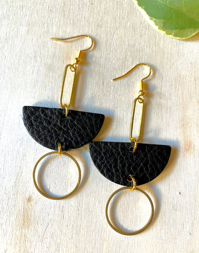 Half moon and brass Earring