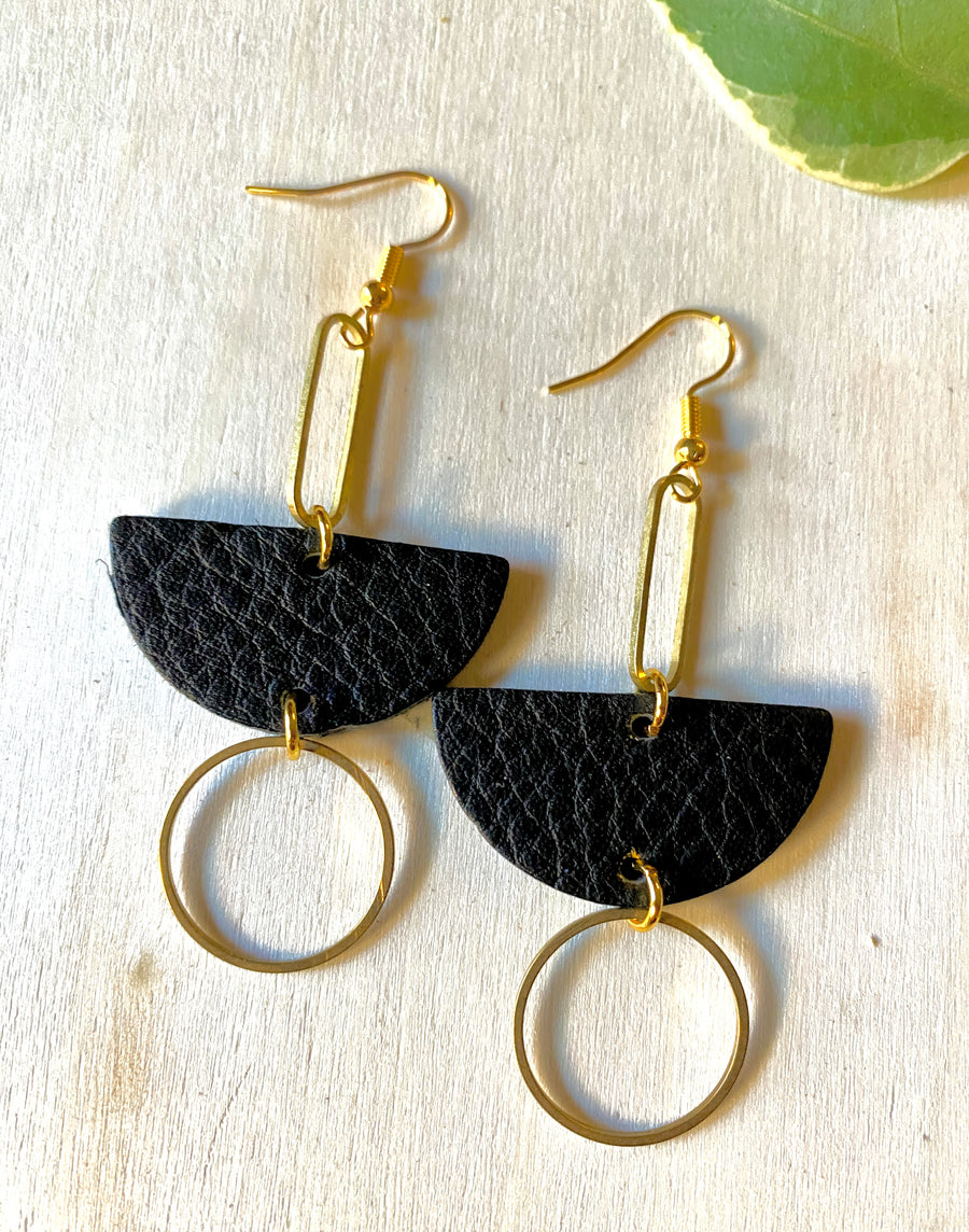 Half moon and brass Earring