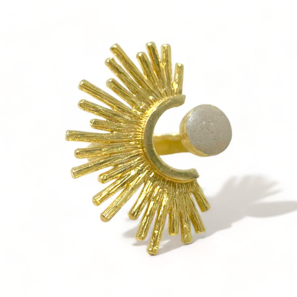 Concrete Sun Rays Ring