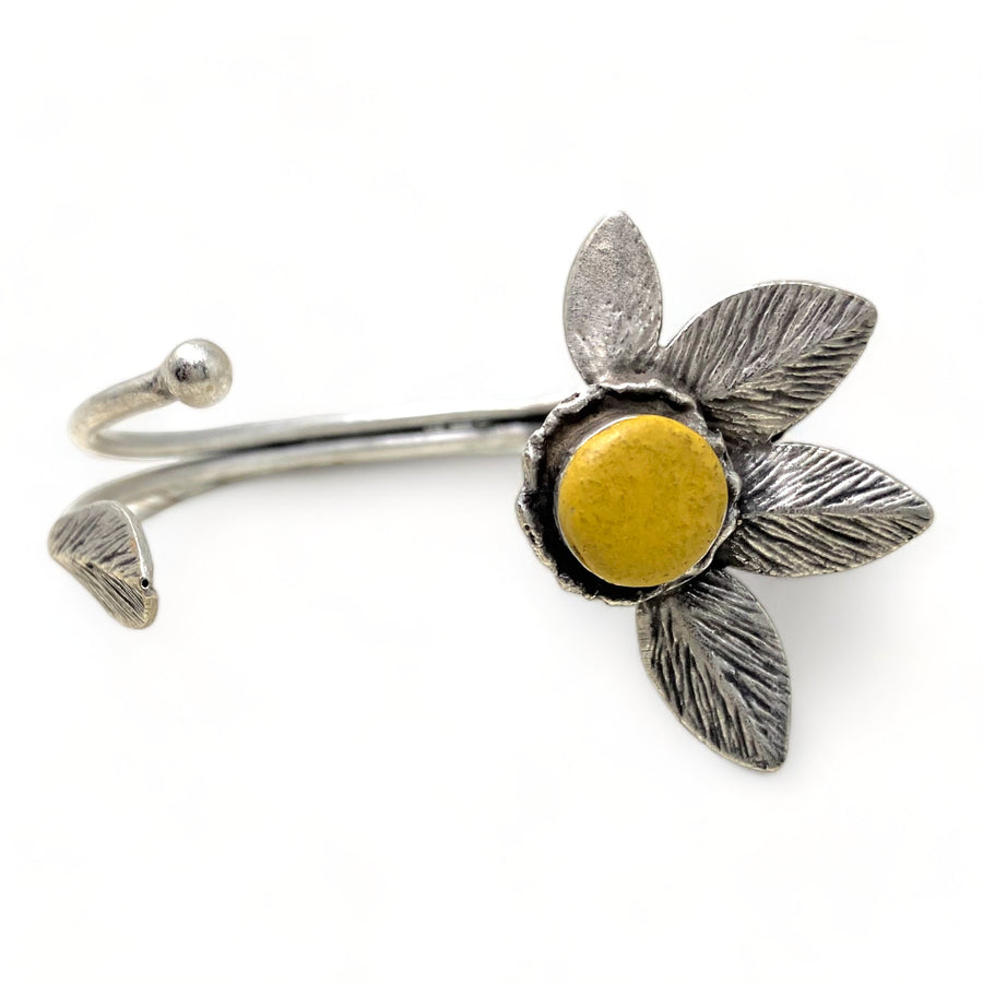 Concrete Silver Flower Bracelet