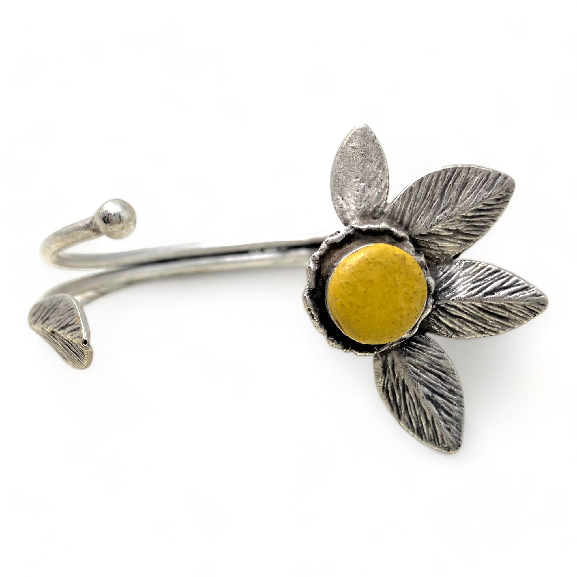 Concrete Silver Flower Bracelet