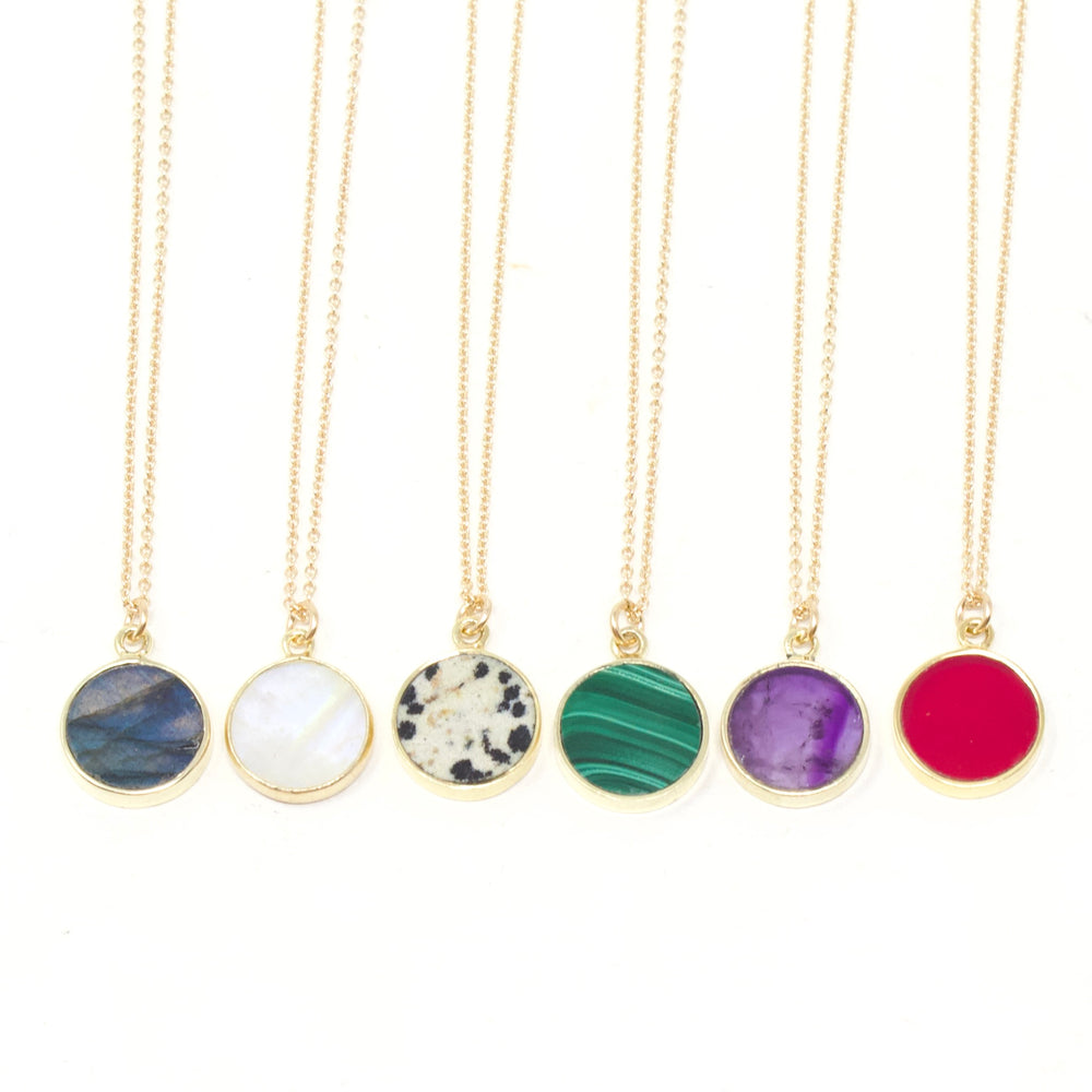 Coin Gemstone Necklace - Small