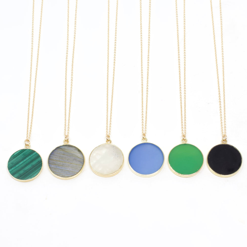Coin Gemstone Necklace - Big