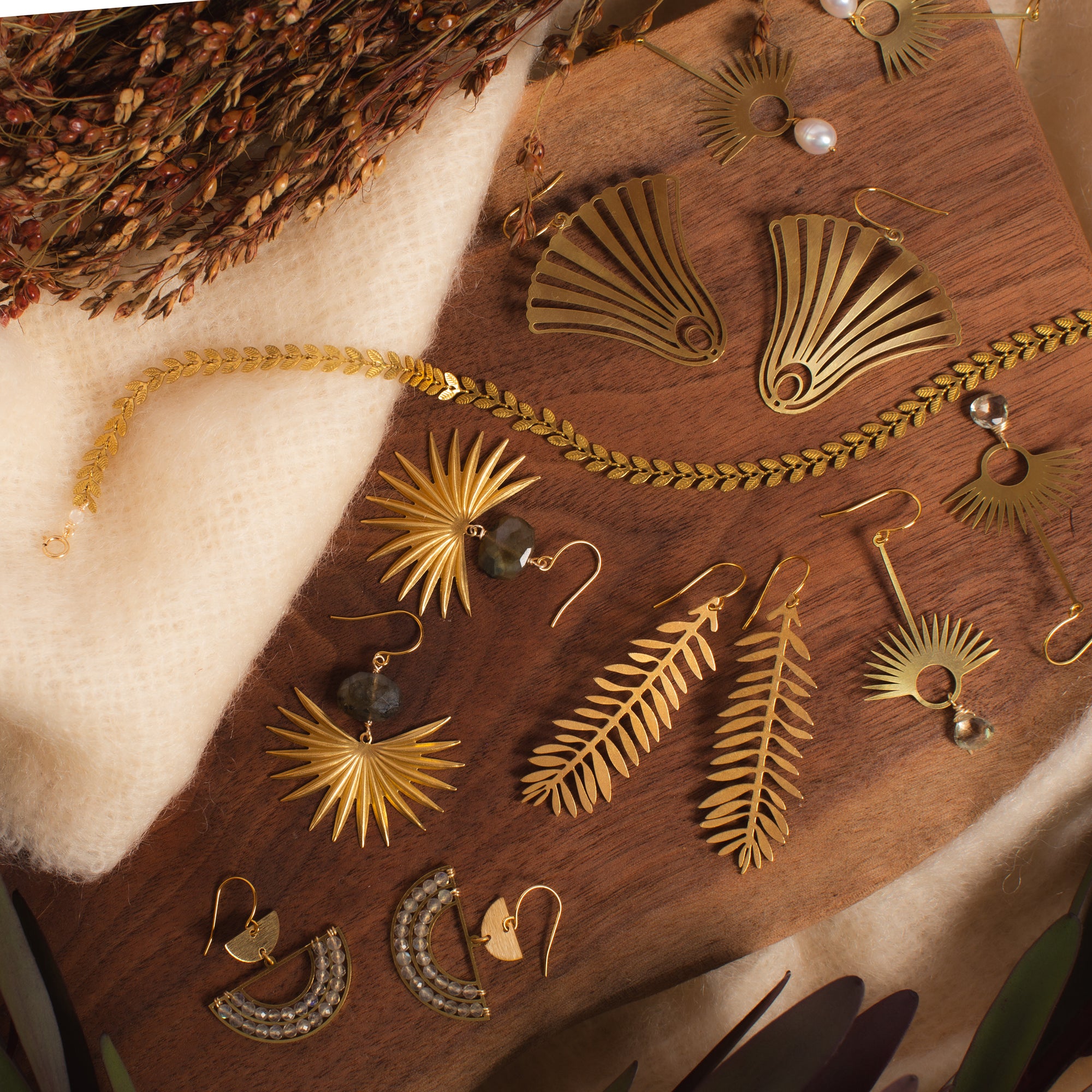 Brass Herringbone Necklace