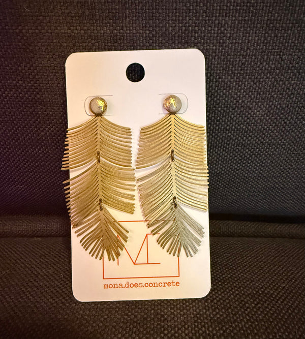 Concrete Earring Studs - Convertible - Feather (three in one)
