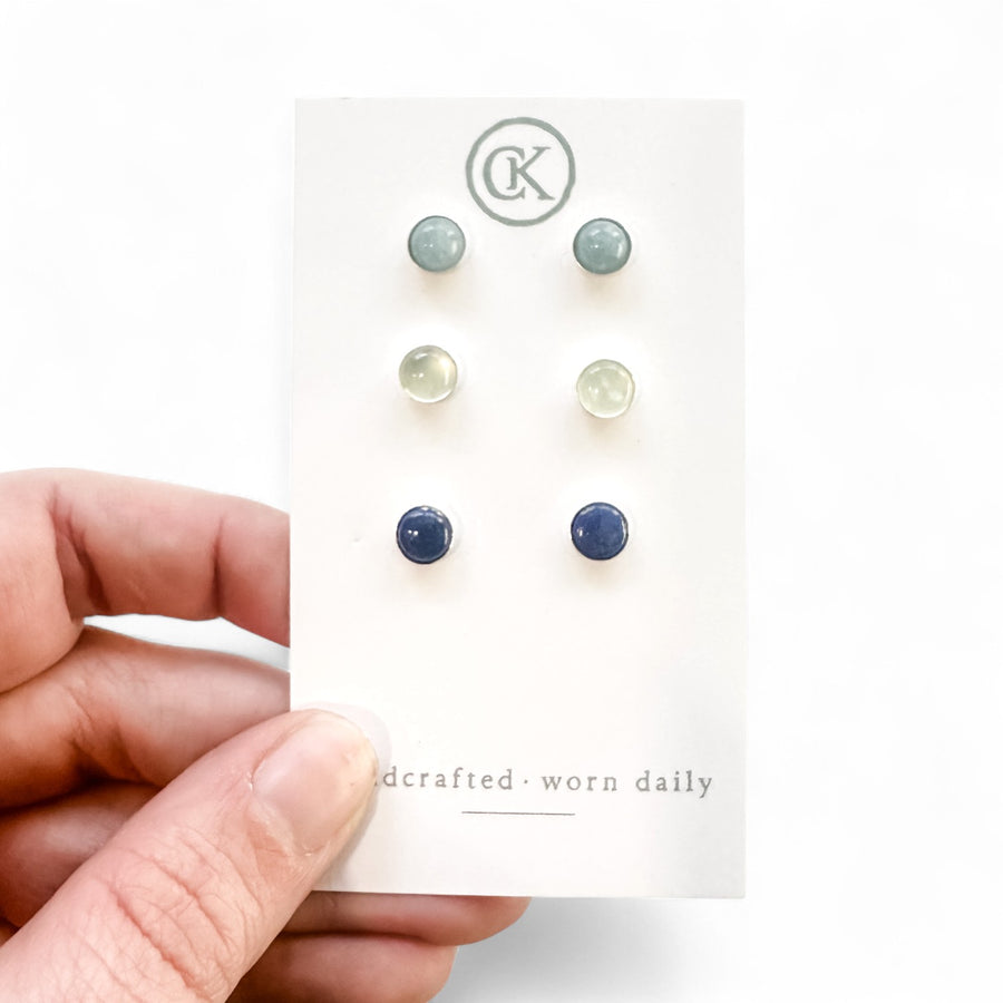 WHS Small Stone Stud Earrings