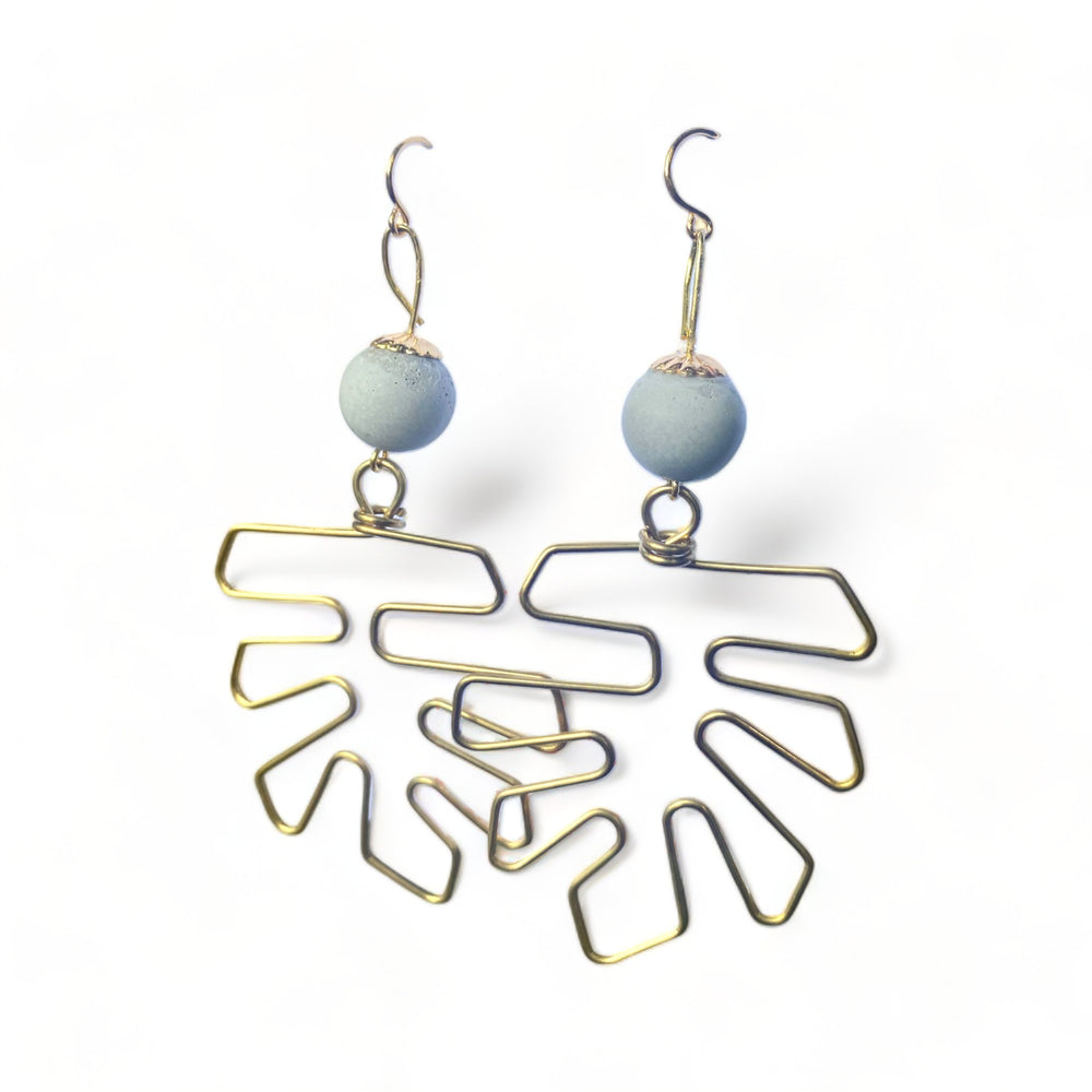 Concrete Monstera Earrings