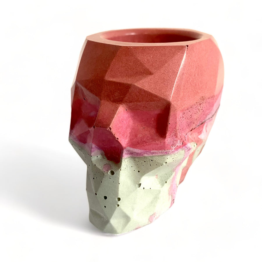 Geometric Concrete Skull Pot