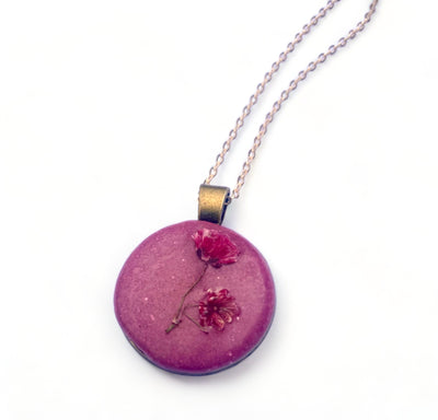 Concrete Botanical Necklace - Shades of Pink