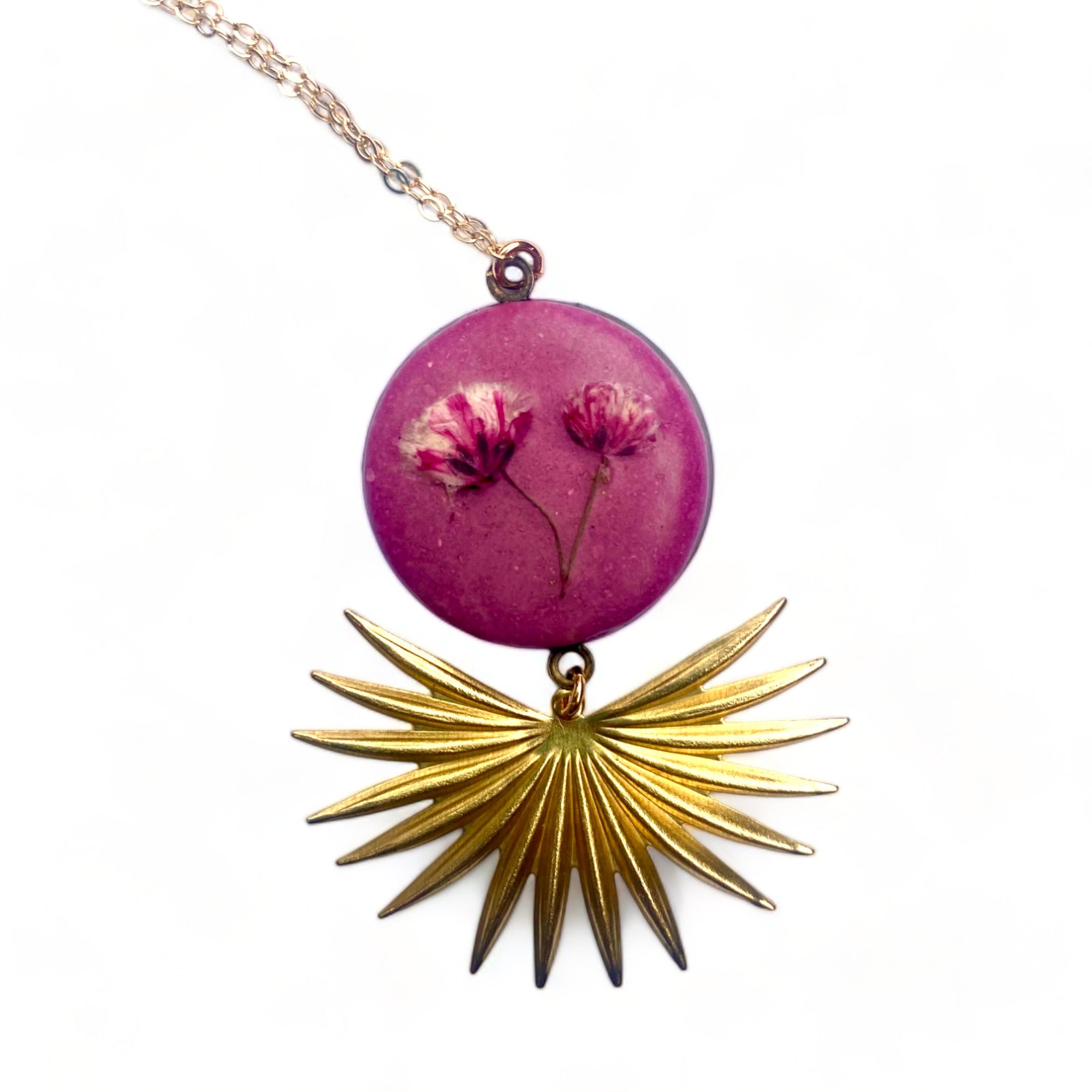 Concrete Botanical Necklace - Shades of Pink
