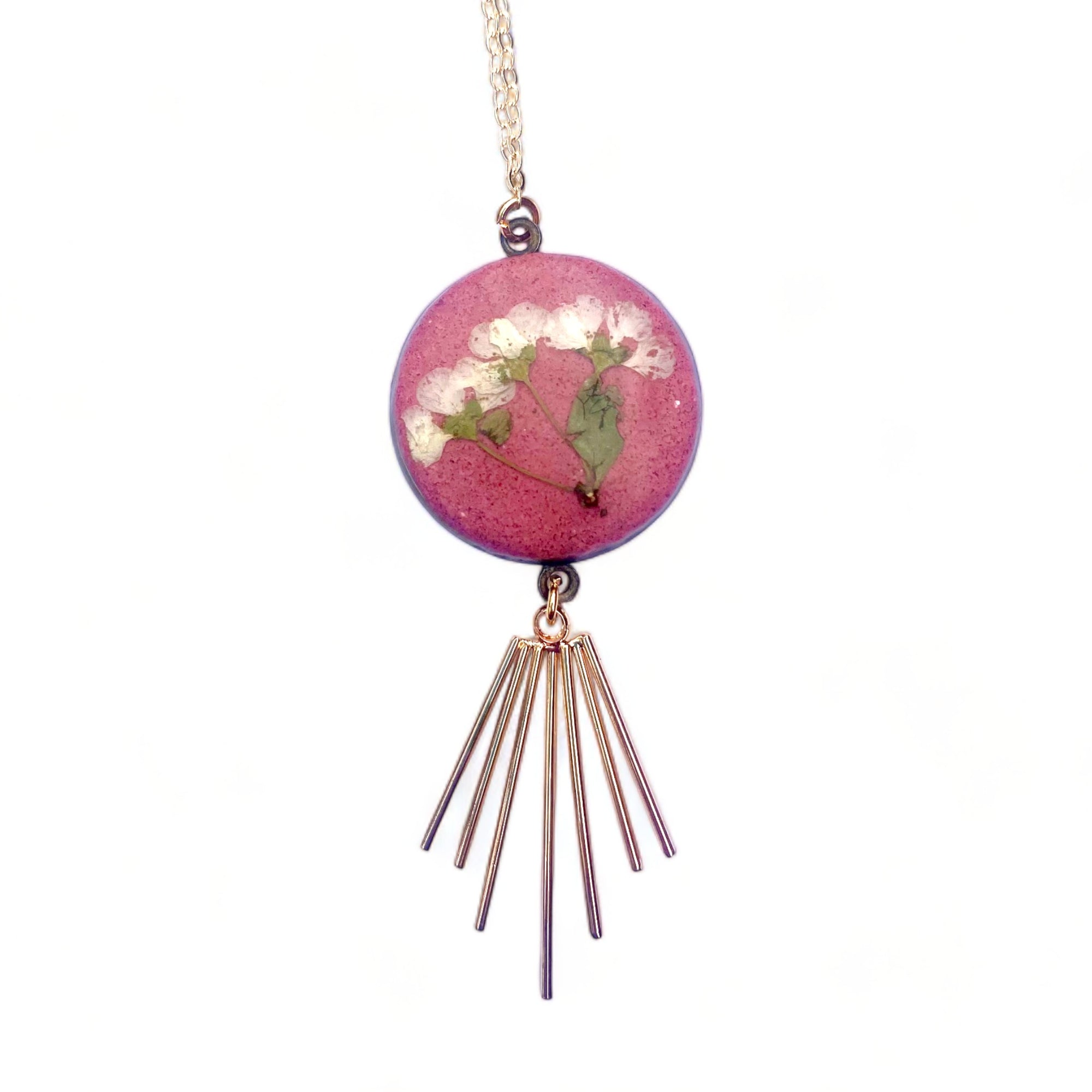Concrete Botanical Necklace - Shades of Pink