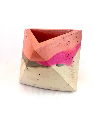 Concrete Geometric Tetrahedron Pot (Multi-Colored)