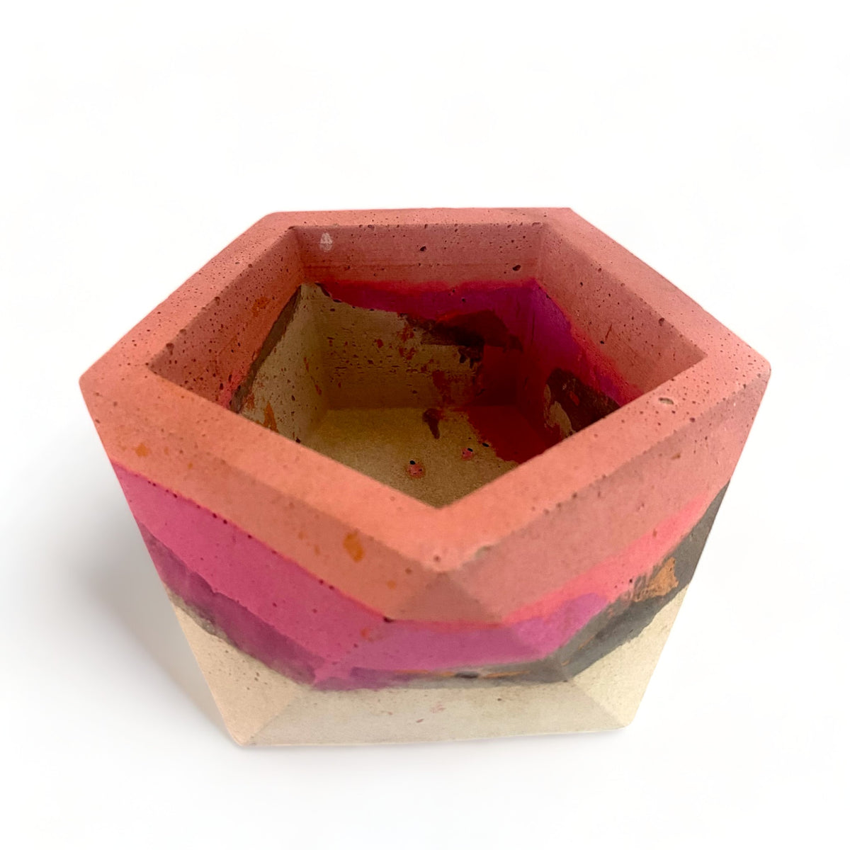 Concrete Geometric Icosahedron Pot (Blushed Pink Series)
