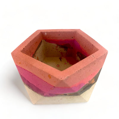 Concrete Geometric Icosahedron Pot (Blushed Pink Series)