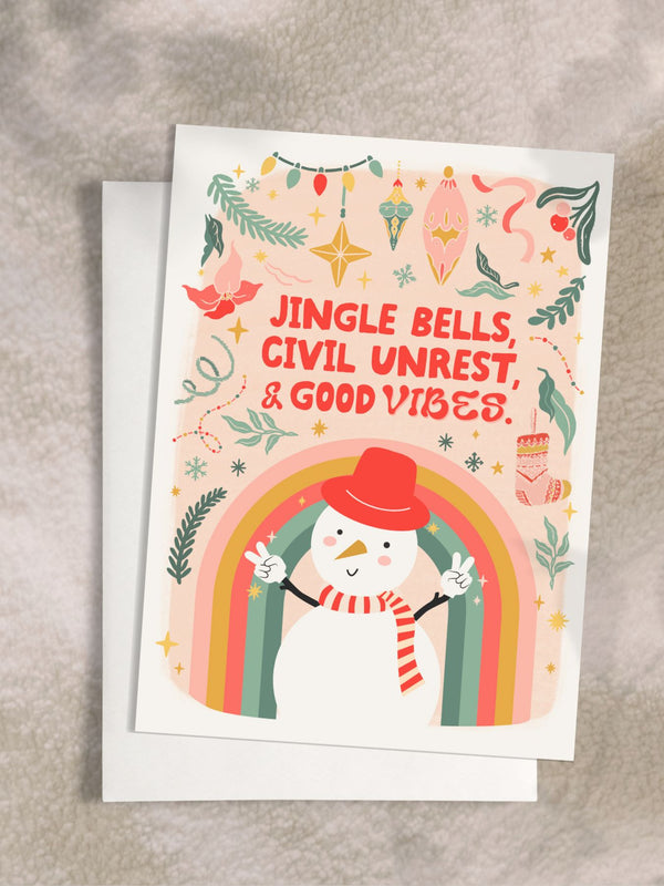 Holiday Greeting Card - Festivity; a Coping Mechanism - Unhinged Christmas Cards - Peach or Plum