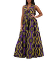 African Print Infinity Dress - purple + gold