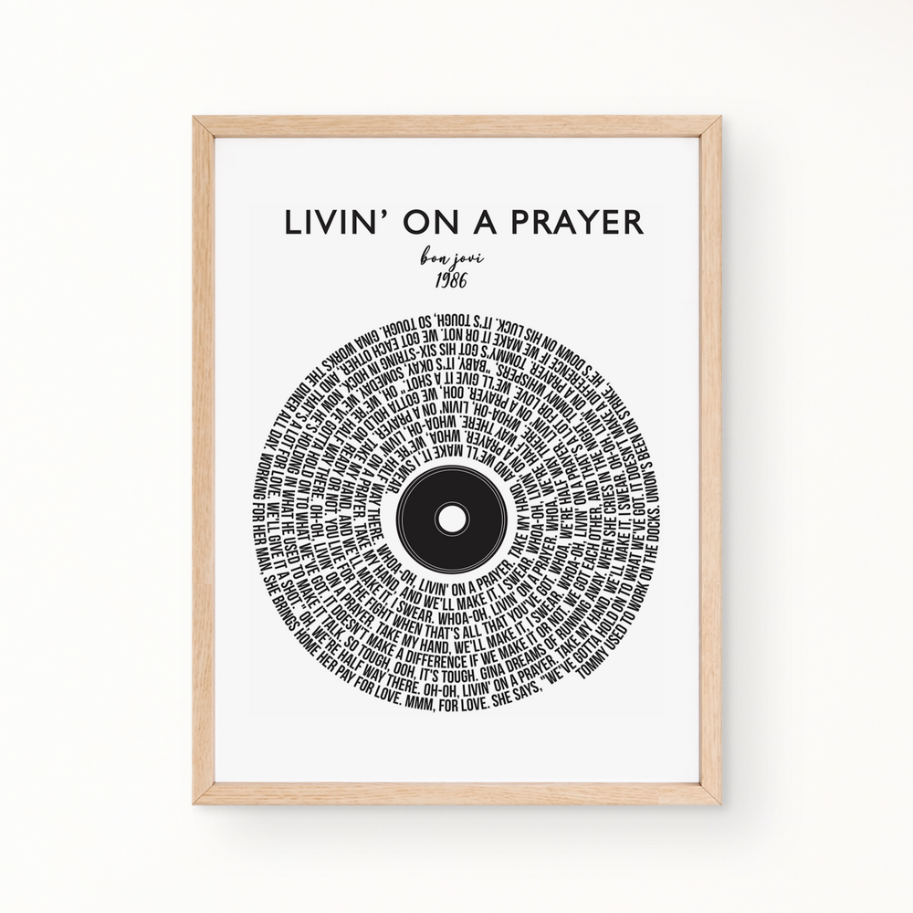 Lyric Wall Art - Livin' On A Prayer by Bon Jovi
