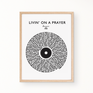 Lyric Wall Art - Livin' On A Prayer by Bon Jovi