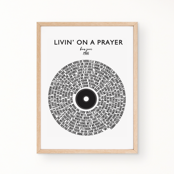 Lyric Wall Art - Livin' On A Prayer by Bon Jovi