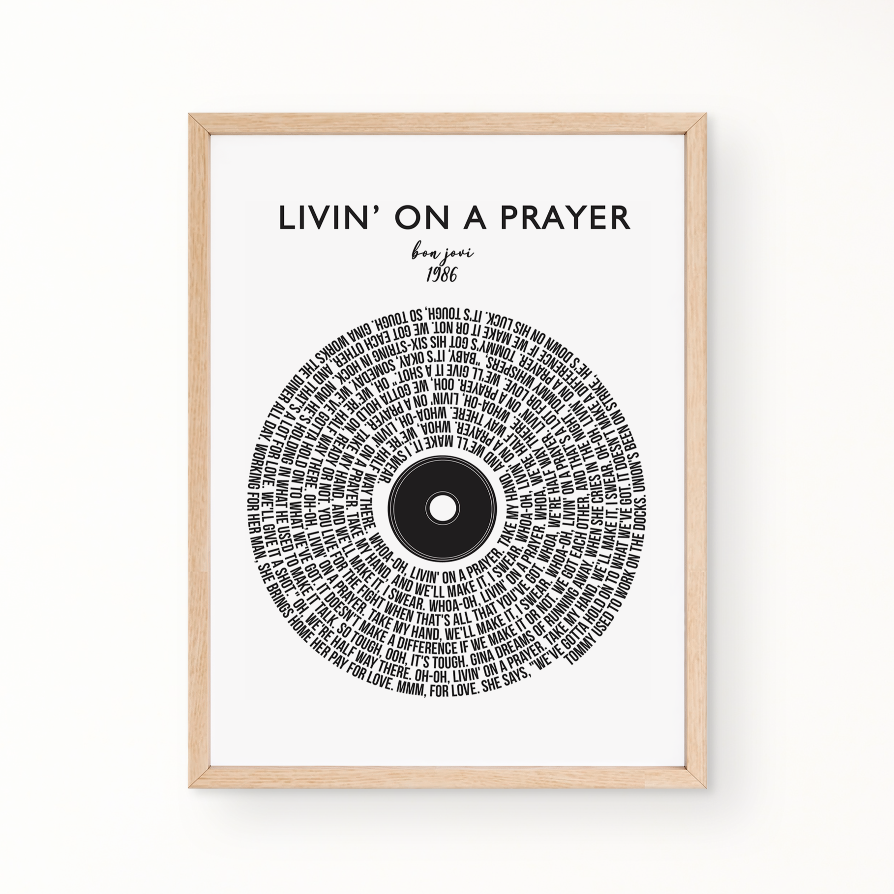 Lyric Wall Art - Livin' On A Prayer by Bon Jovi