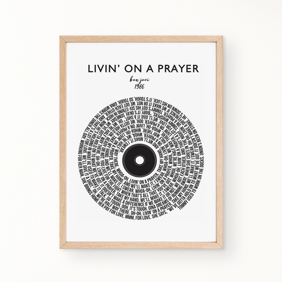 Lyric Wall Art - Livin' On A Prayer by Bon Jovi
