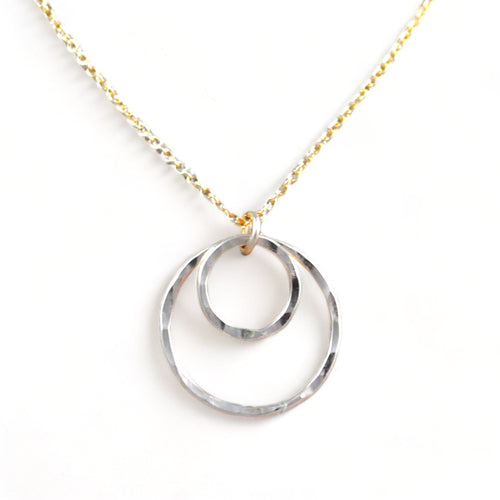 Double Ring Pendant - mixed metals