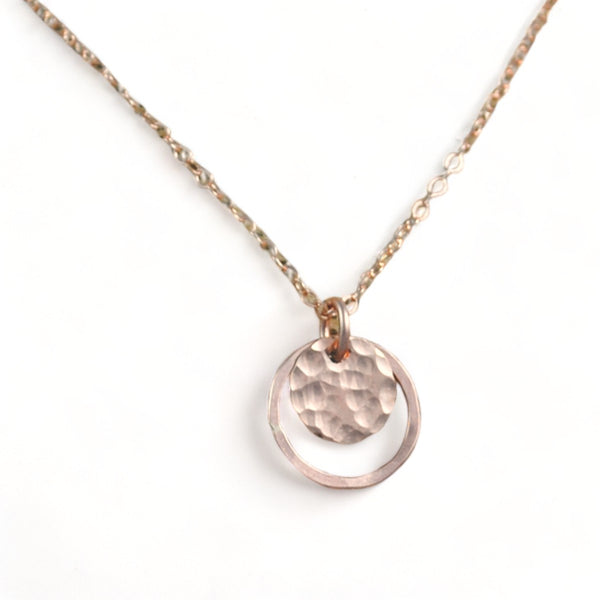 Hammered Halo Pendant - rose gold-filled