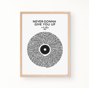 Lyric Wall Art - Never Gonna Give You Up by Rick Astley  (1987)