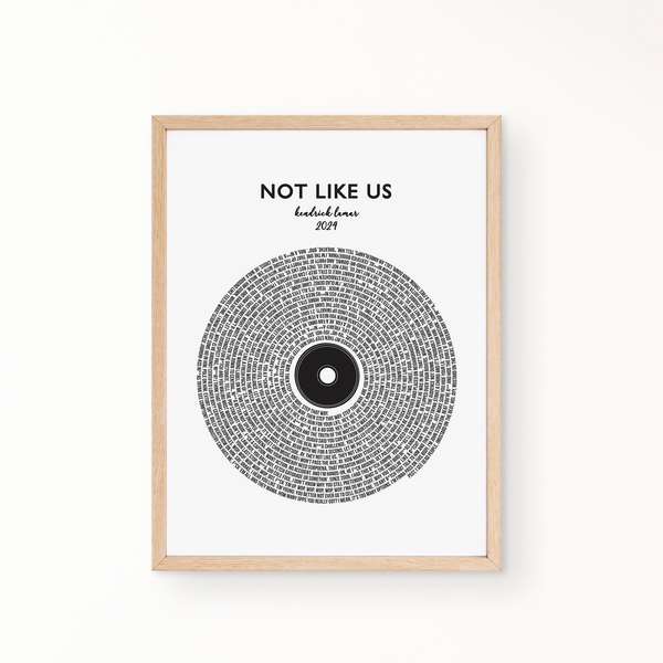 Lyric Wall Art - Not Like Us by Kendrick Lamar 2024