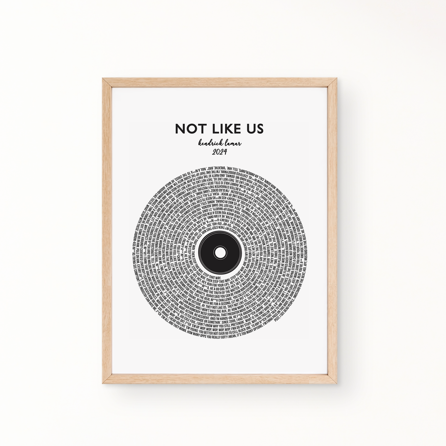 Lyric Wall Art - Not Like Us by Kendrick Lamar 2024