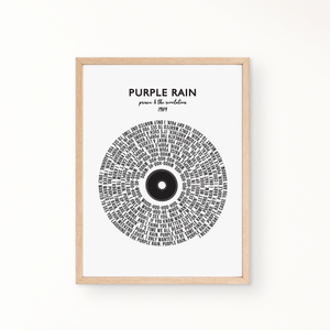 Lyric Wall Art - PURPLE RAIN by Prince & The Revolution 1984