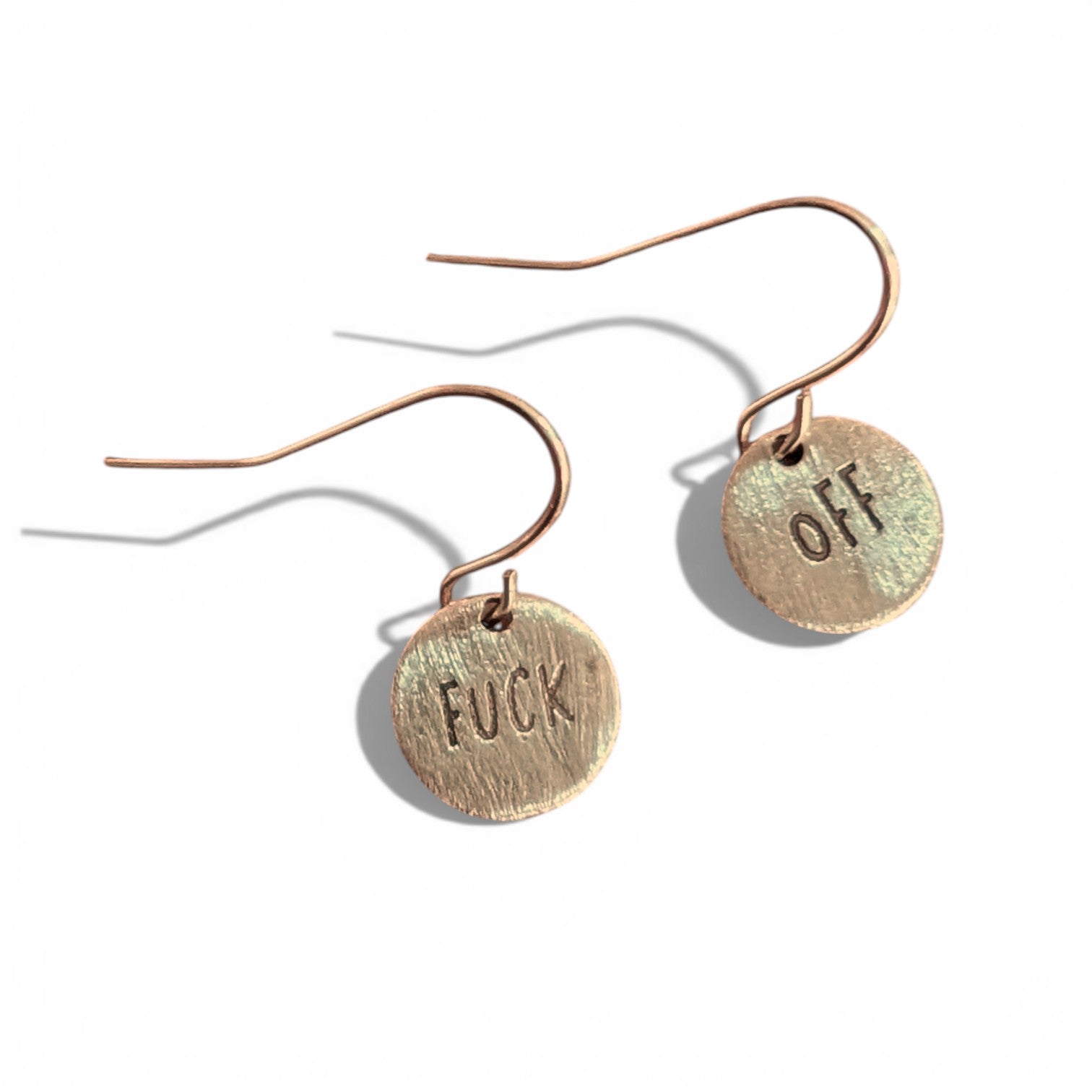 Telling Short Quote Earrings - F*ck Off