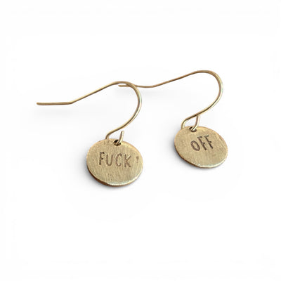 Telling Short Quote Earrings - F*ck Off