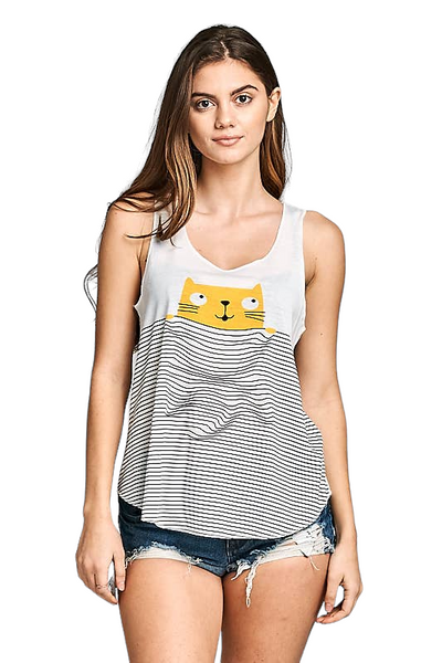 Peekaboo Kitty Flowy Tank